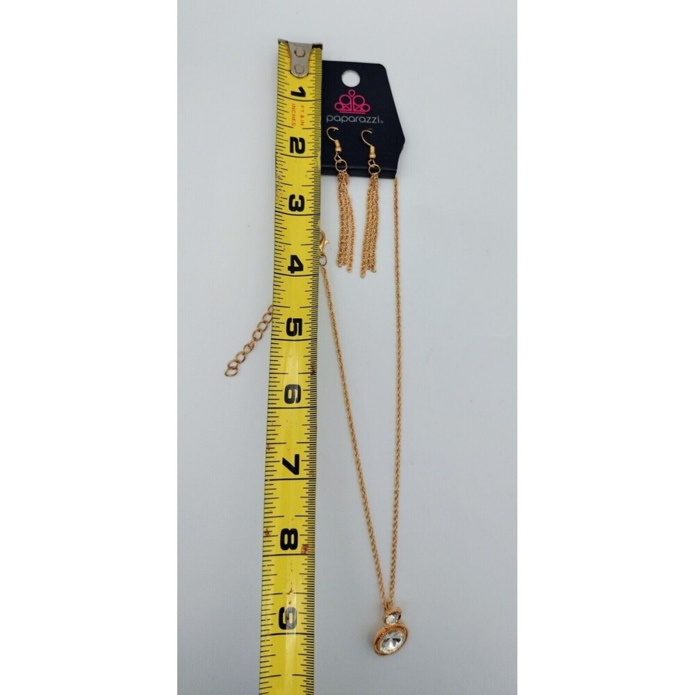 Earring Set New Jewelry Career School Paparazzi Long Gold Tone Necklace Set Work - Picture 11 of 12